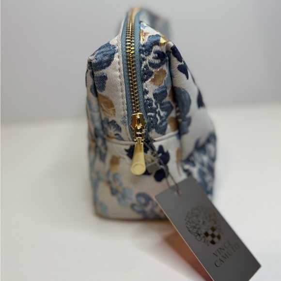 Beautiful Vince Camuto Blue and Gold Floral Women's Makeup Bag NWT - Picture 11 of 12